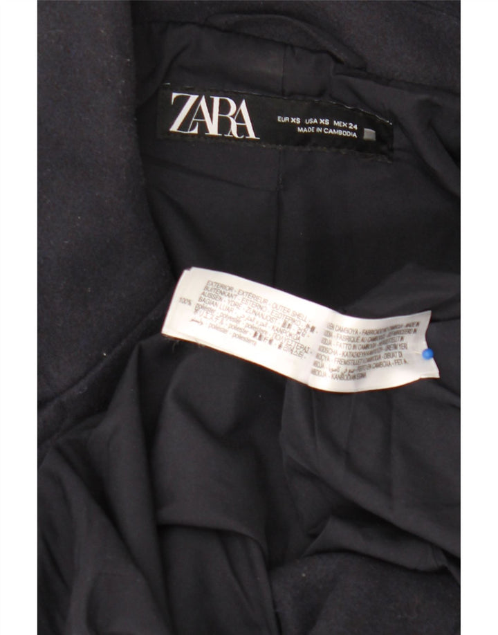 Zara Женское двубортное пальто оверсайз UK 6 XS Темно-синий полиэстер