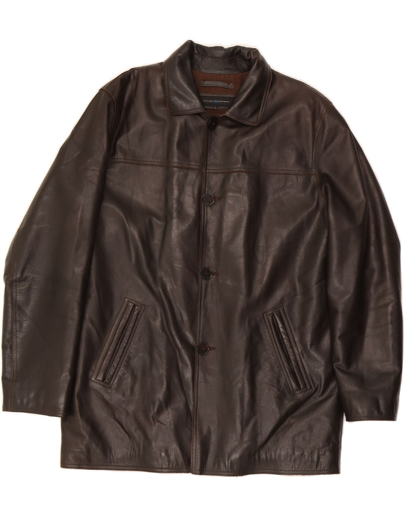 CHEVIGNON Mens Leather Coat UK 40 Large Brown Leather Vintage Chevignon and Second-Hand Chevignon from Messina Hembry 