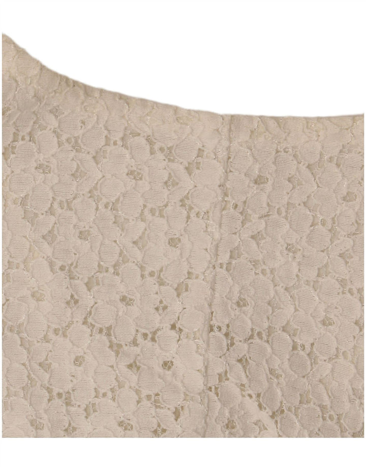 Женская укороченная блузка-рубашка с коротким рукавом VINTAGE IT 46, большая с белым цветочным принтом