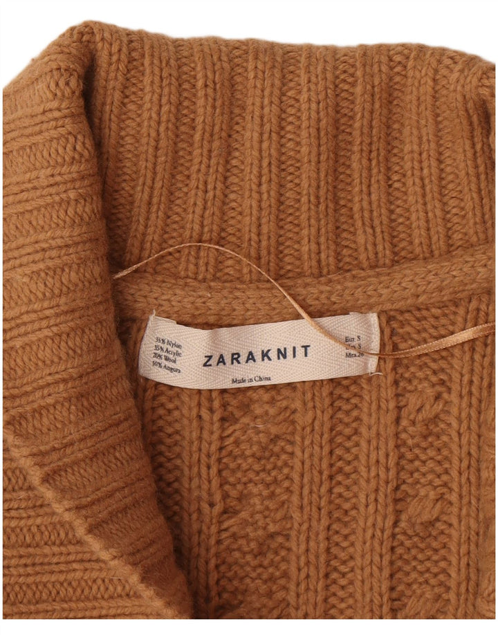 Женский кардиган Zara UK 10, маленький коричневый нейлоновый свитер