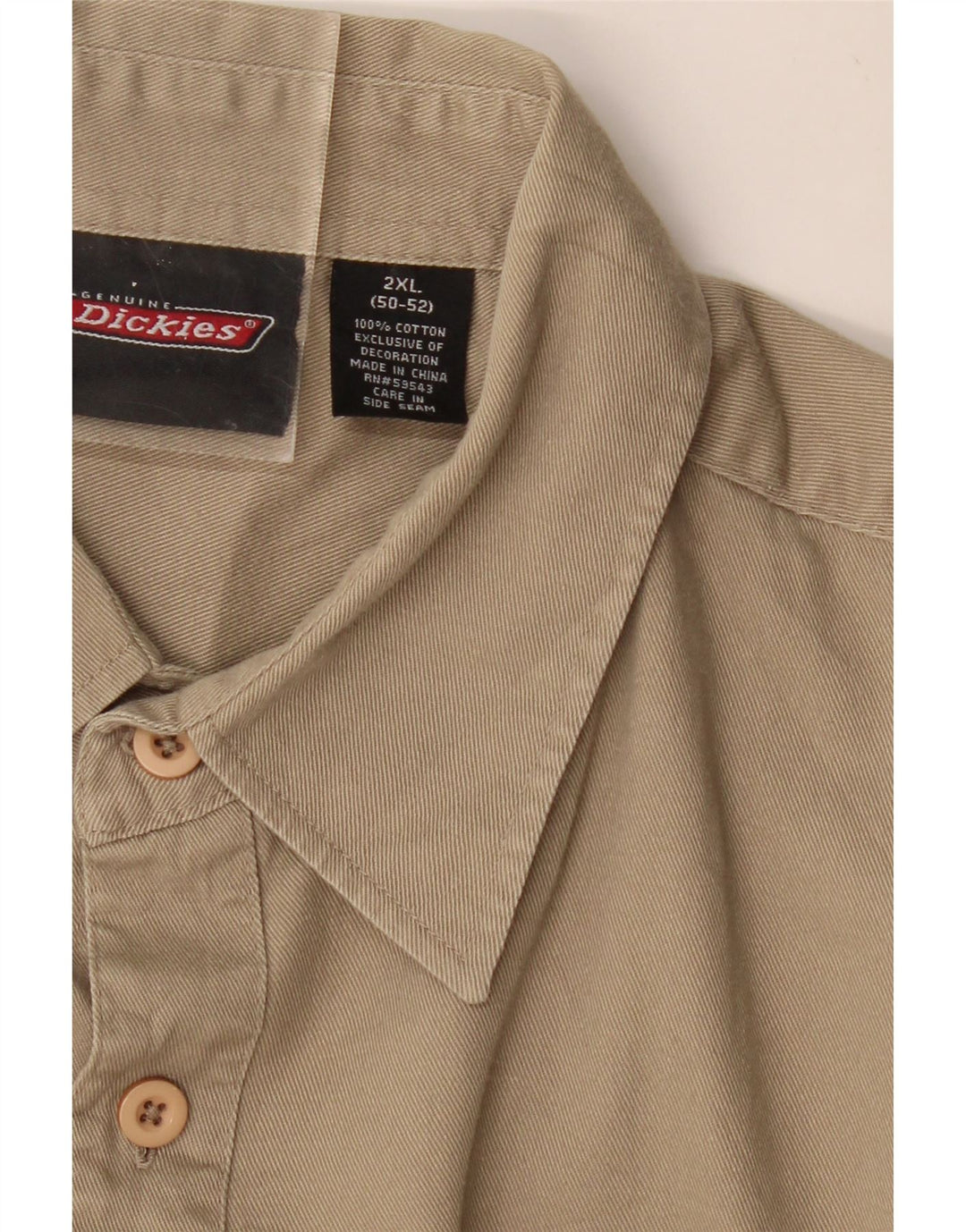 DICKIES Мужская рубашка с коротким рукавом 2XL бежевая, хлопок с цветными блоками