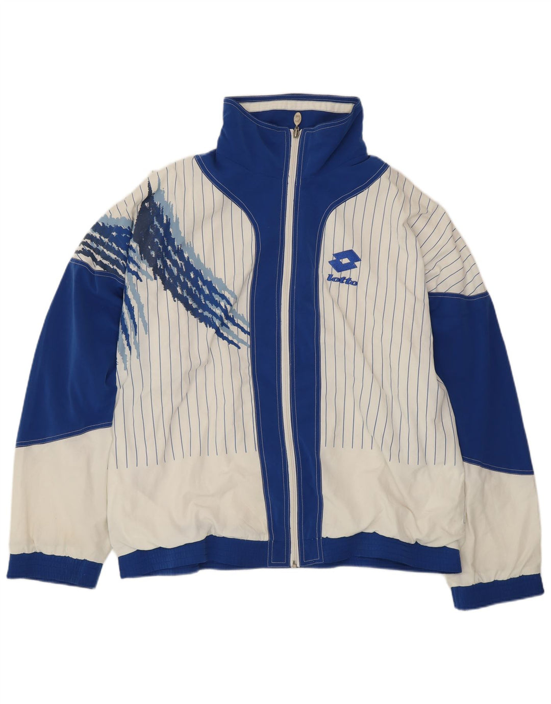 LOTTO Мужской спортивный костюм с графическим рисунком, верхняя куртка, Великобритания, 42/44 XL, белый с цветными блоками