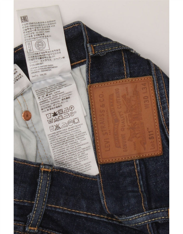 Мужские узкие джинсы LEVI'S W30 L34 синие, хлопок