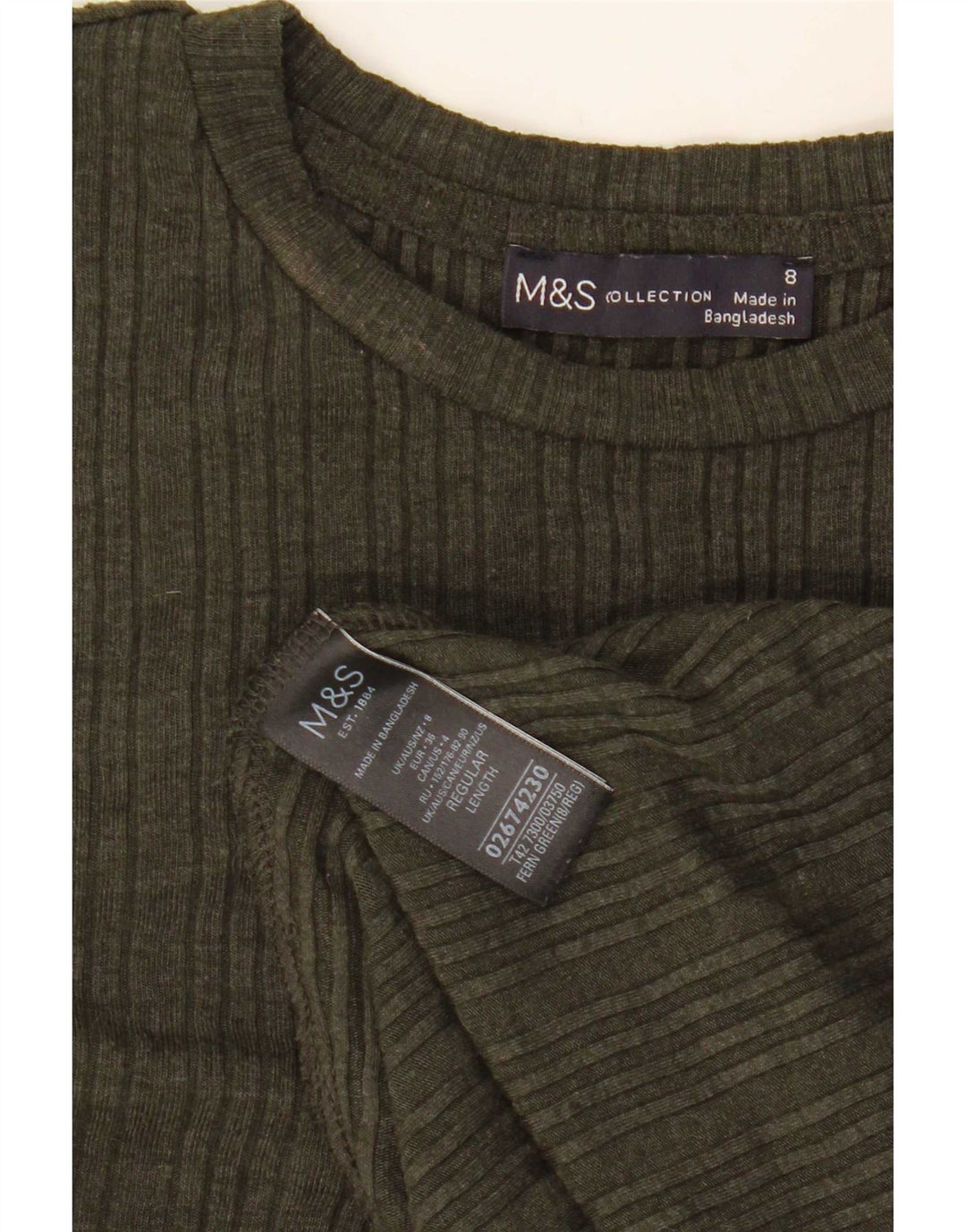Женское платье трапециевидного силуэта с длинными рукавами Marks & Spencer UK 8, маленький цвет, хаки, полиэстер