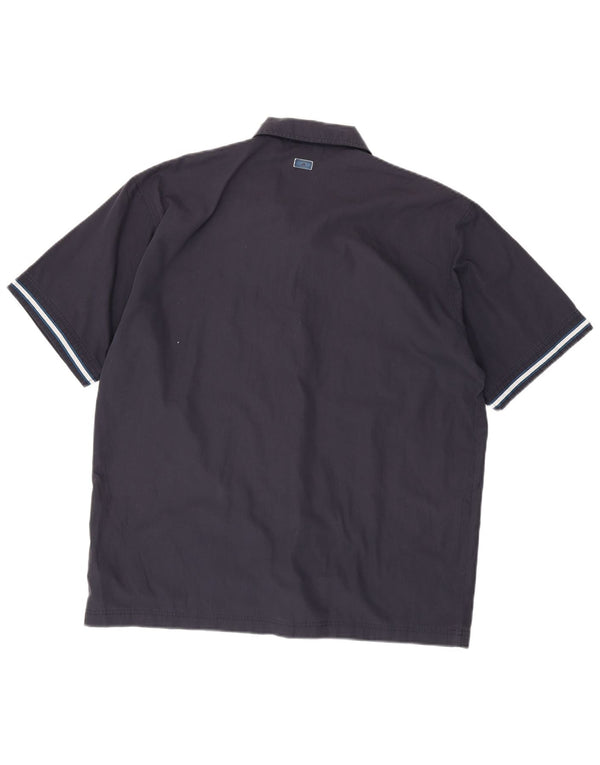 Мужская рубашка с коротким рукавом ADIDAS UK 44/46, большая, темно-синяя, полиэстер