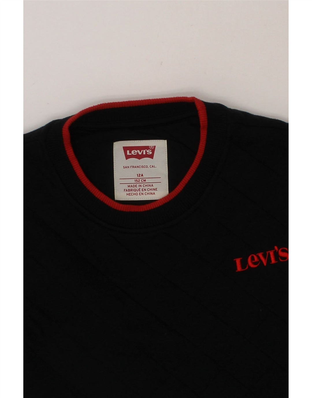 LEVI'S Boys Crew Neck Jumper Sweater 11-12 Years Black Cotton Vintage Levi's and Second-Hand Levi's from Messina Hembry 