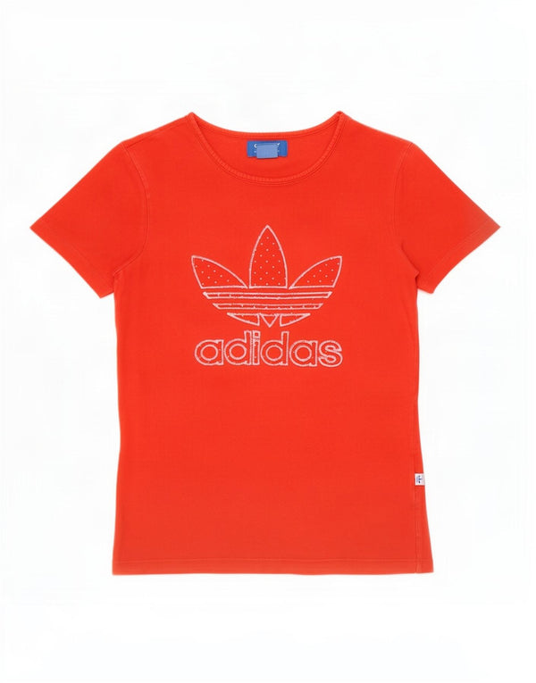 Женская футболка с рисунком Adidas Top UK 8, маленькая, красная, хлопковая