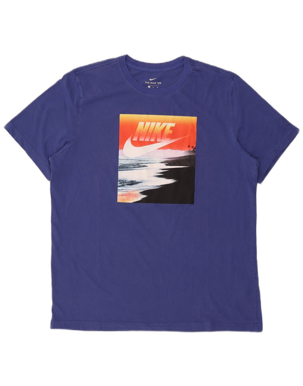 Мужская футболка с рисунком Nike Top XL, синяя, хлопок