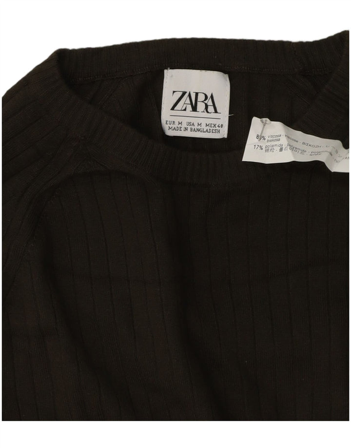 Мужской джемпер с круглым вырезом Zara, средний зеленый вискозный свитер