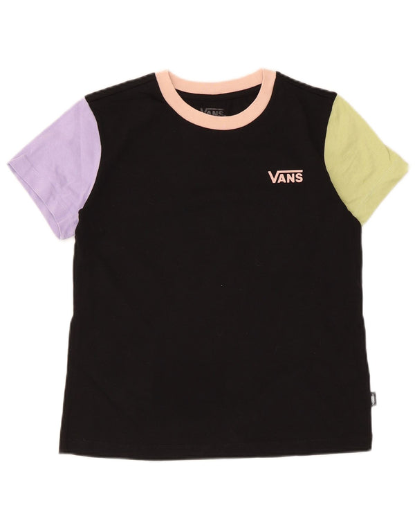 Женская футболка Vans Top UK 6 XS, черный хлопок с цветными блоками