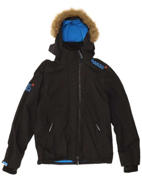 SUPERDRY Мужская ветровка с капюшоном, куртка UK 40, большая черная