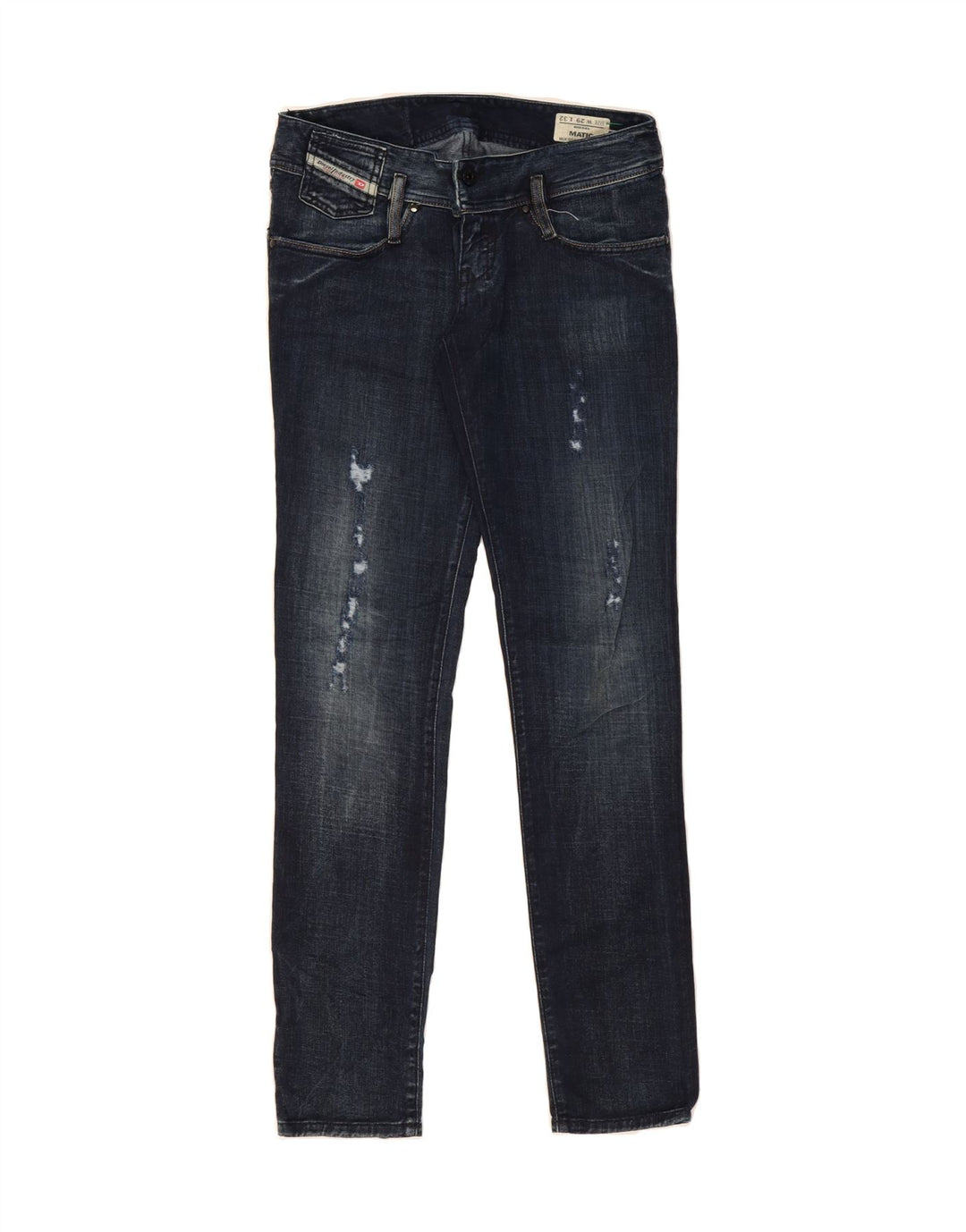 DIESEL Womens Matic Distressed Slim Jeans W29 L32 Navy Blue Cotton Vintage Diesel and Second-Hand Diesel from Messina Hembry 
