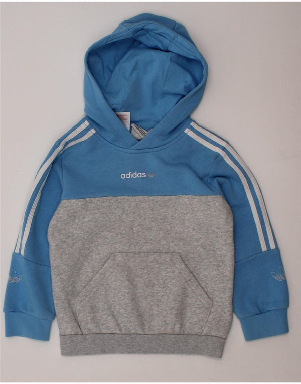 ADIDAS Baby Boys Hoodie Jumper 18-24 Months Blue Colourblock Cotton