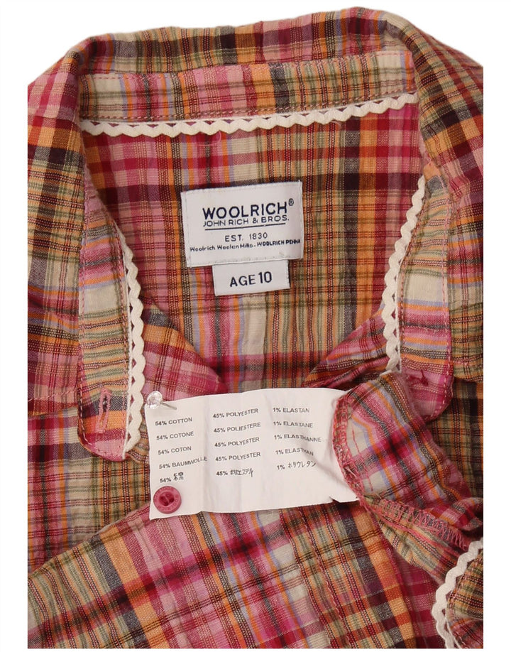 Рубашка с короткими рукавами Woolrich для девочек 9–10 лет, хлопковая разноцветная клетка