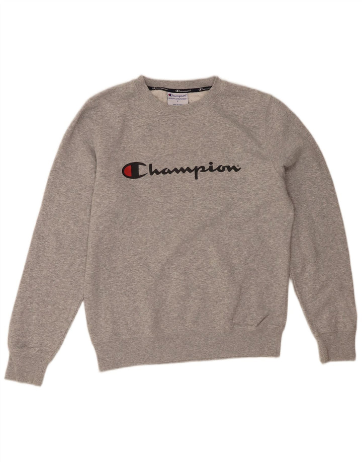 CHAMPION Mens Graphic Sweatshirt Jumper Small Grey Cotton