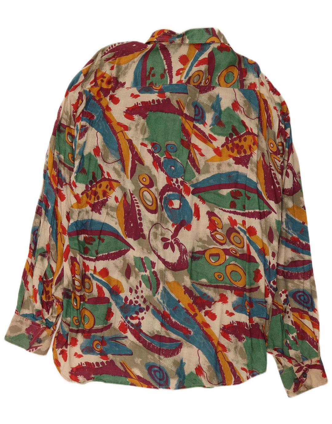 VINTAGE Мужская рубашка с абстрактным узором, размер 41/42, большая, разноцветная вискоза