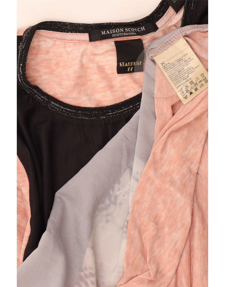 Женский топ с рисунком Scotch & Soda, рукав 3/4, размер 1, маленький, черный, цветной блок