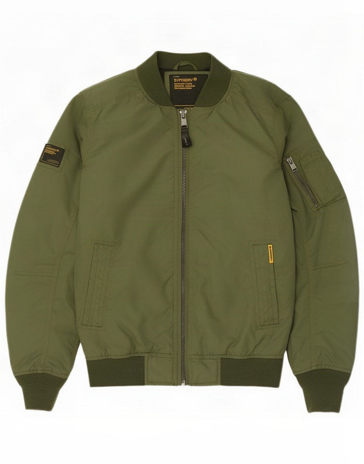 Куртка-бомбер Superdry для мальчиков 13-14 лет, большой цвет, полиэстер цвета хаки