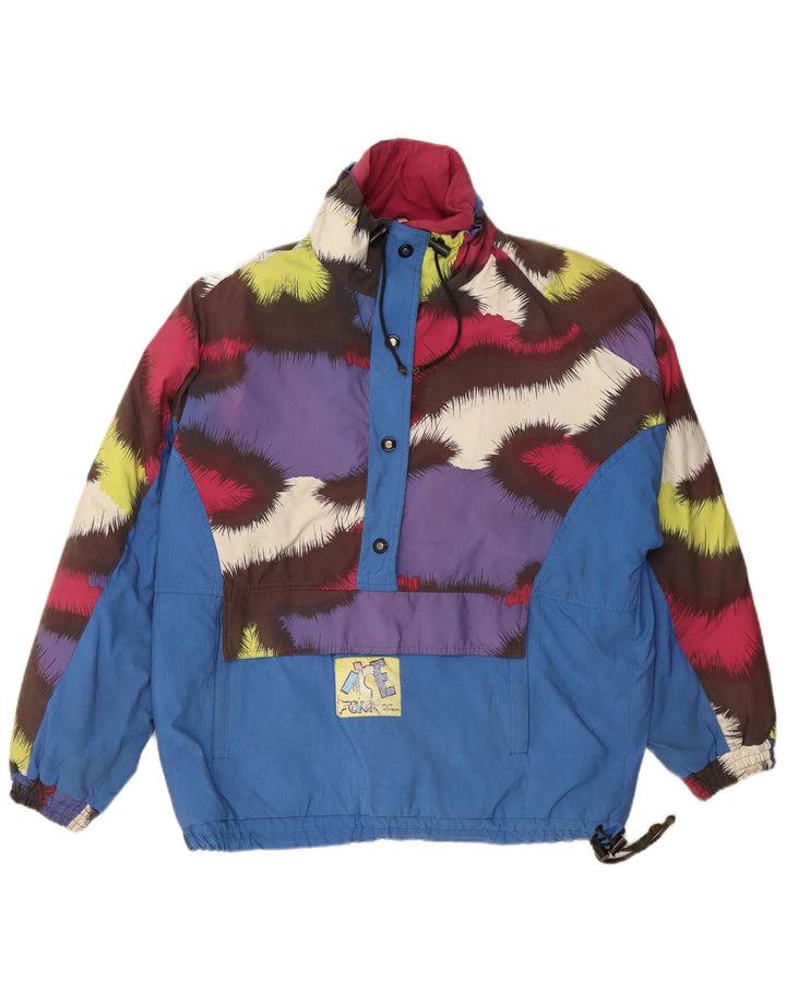 Мужская куртка-анорак FEVER UK 38, средний синий полиэстер с цветными блоками