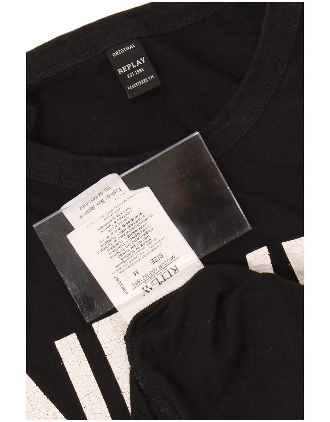 Мужская футболка с рисунком REPLAY, хлопковая, среднего размера, черная