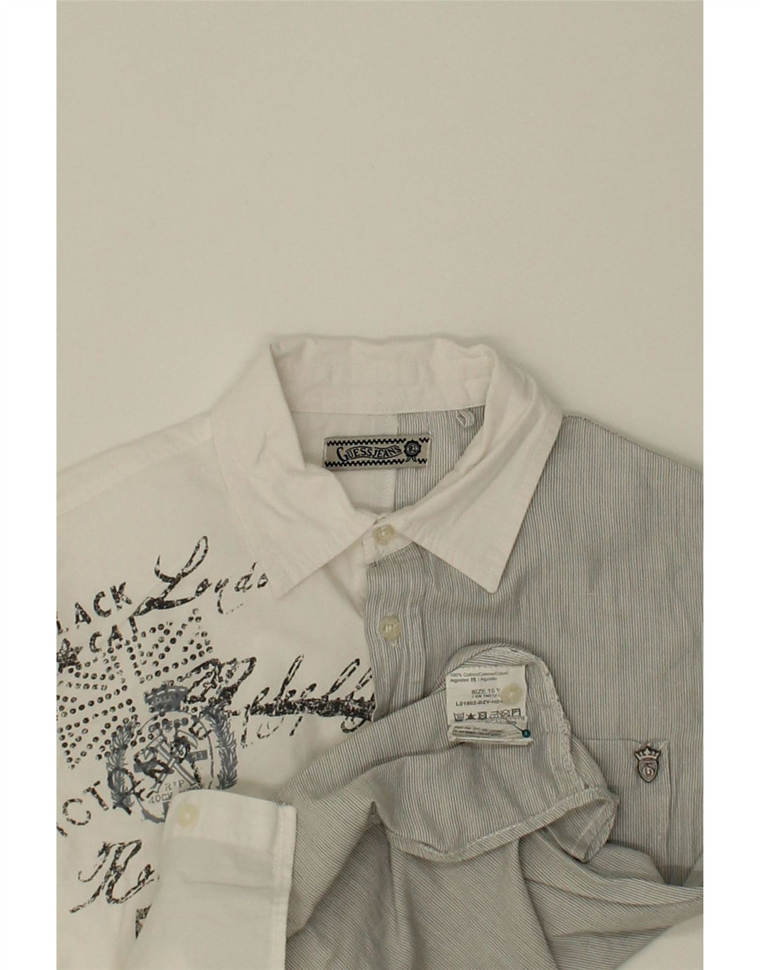 GUESS Boys Graphic Shirt 9-10 Years Grey Colourblock Cotton Vintage Guess and Second-Hand Guess from Messina Hembry 