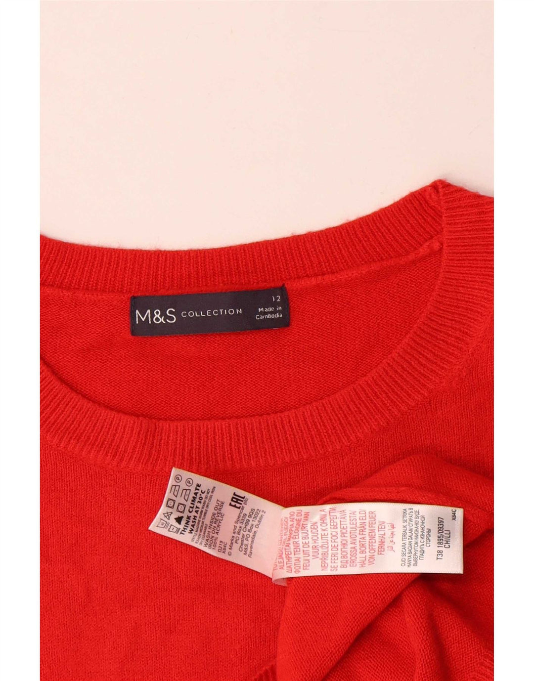 Женский джемпер с круглым вырезом Marks & Spencer UK 12, средний красный акрил
