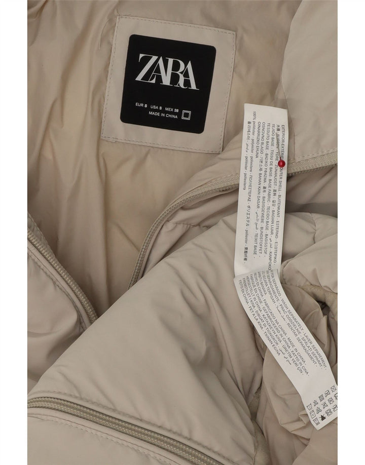 Мужская стеганая куртка ZARA UK 36, маленькая, бежевый, полиэстер