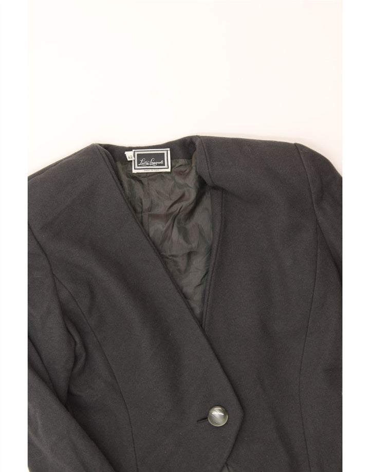LUISA SPAGNOLI Womens Crop 1 Button Blazer Jacket IT 42 Medium Grey Vintage Luisa Spagnoli and Second-Hand Luisa Spagnoli from Messina Hembry 