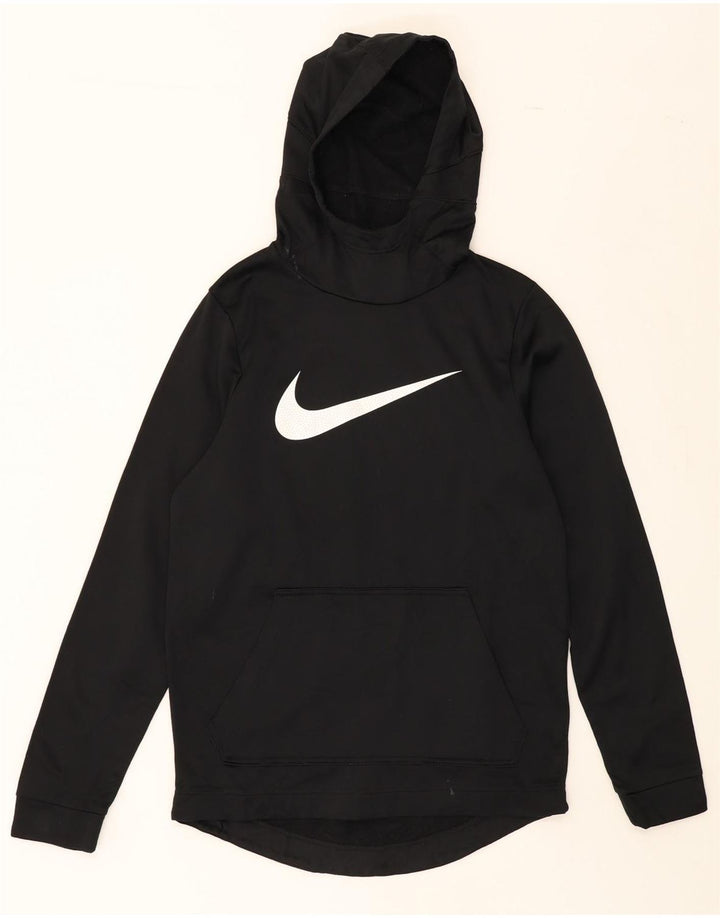 NIKE Womens Oversized Graphic Hoodie Jumper UK 10 Small Black Polyester Vintage Nike and Second-Hand Nike from Messina Hembry 