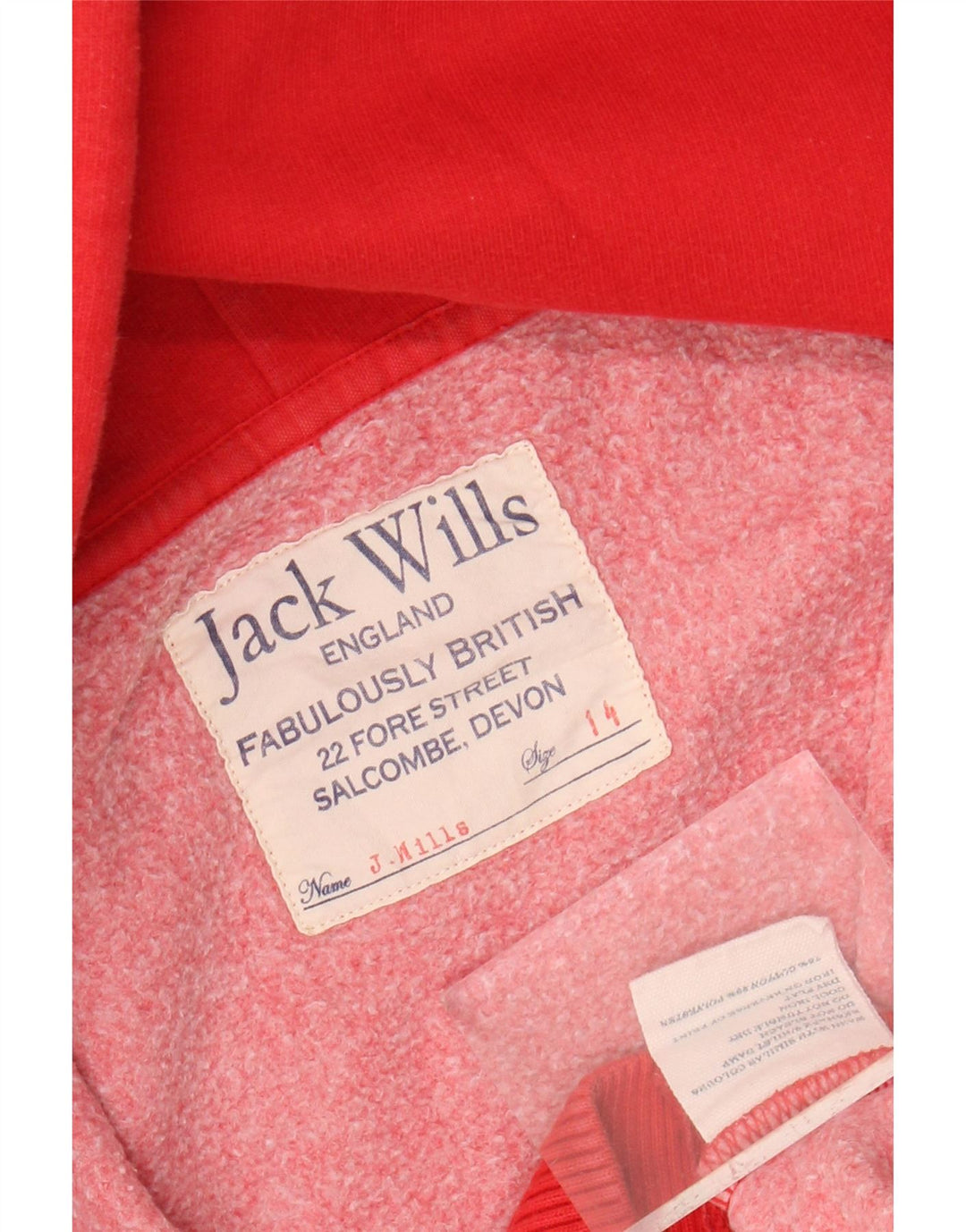 Женский свитер с капюшоном и молнией с графическим рисунком Jack Wills, большой красный хлопок, Великобритания 14