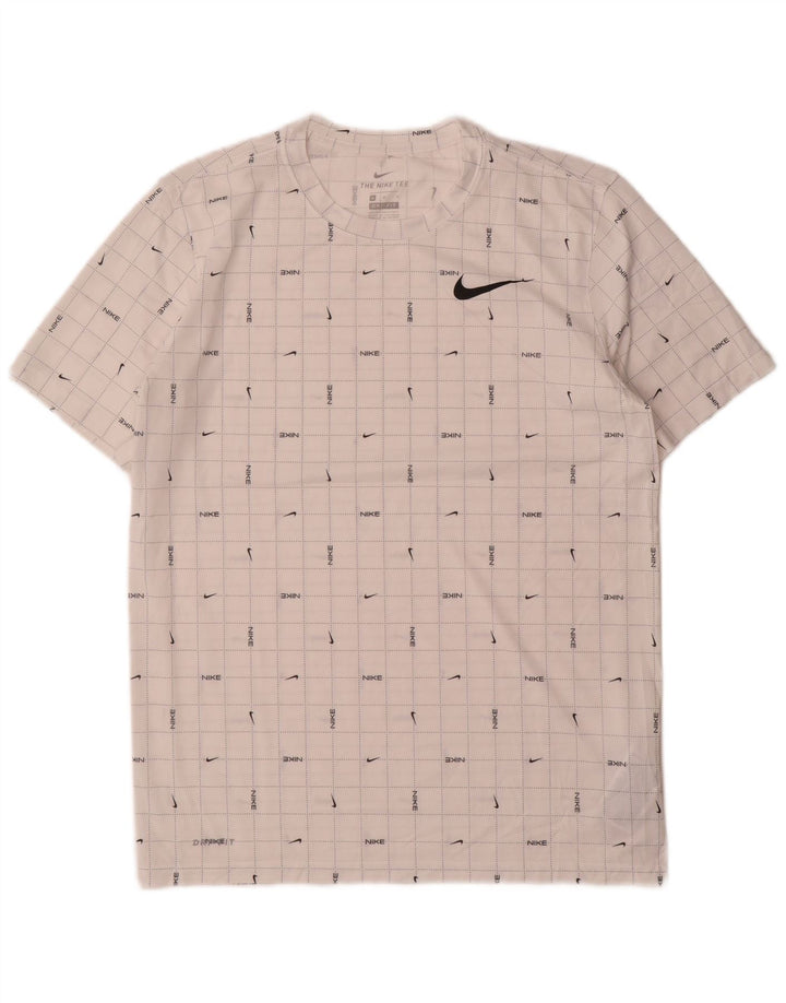 Мужская футболка Nike Dri Fit с графическим принтом, средний белый полиэстер в клетку