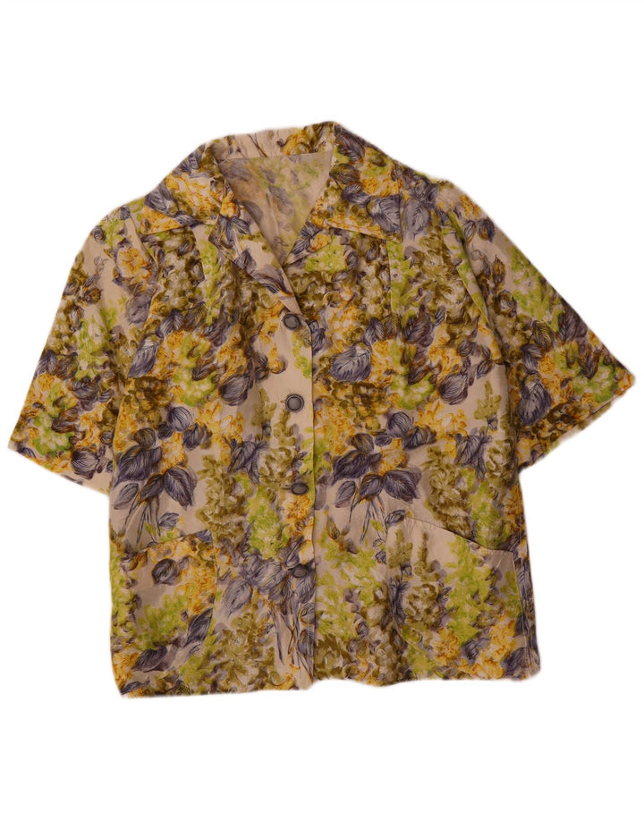 ВИНТАЖНЫЙ женский пиджак на 4 пуговицах, Великобритания, 16, большой разноцветный цветочный принт