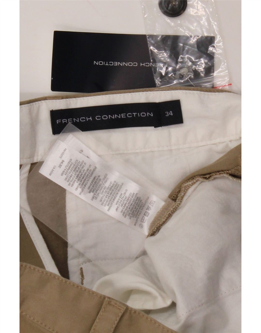 FRENCH CONNECTION Мужские прямые брюки чинос W34 L32 Бежевый хлопок