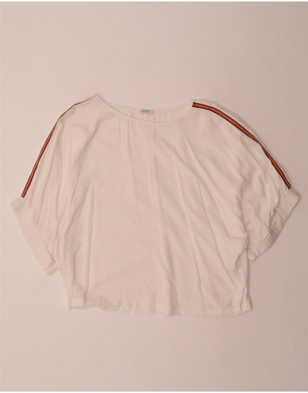 Женская блузка оверсайз BENETTON Top UK 10 Small Off White, вискоза