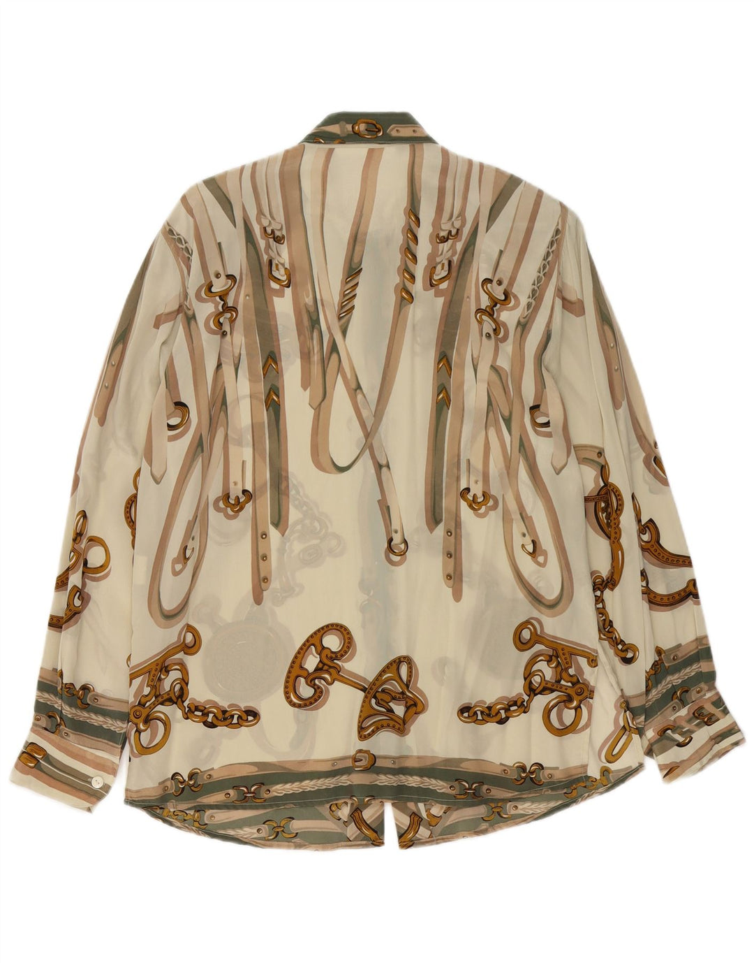 Винтажная женская блузка-рубашка с абстрактным узором IT 46, большая, бежевого цвета из ацетата