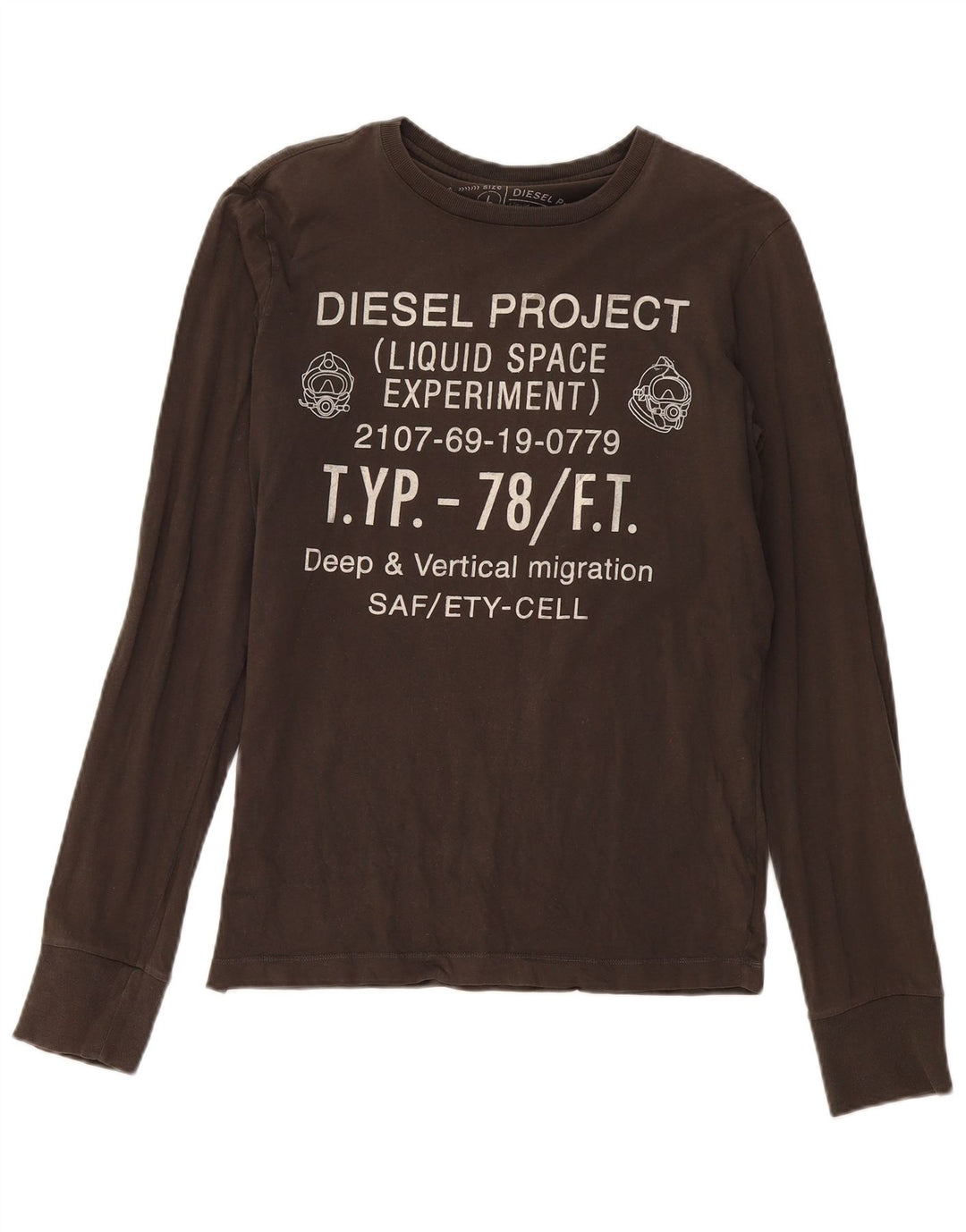 Мужской топ Diesel с длинным рукавом и рисунком, большой размер, цвет хаки, хлопок