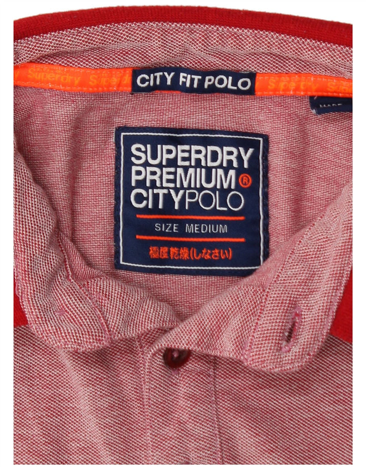 SUPERDRY Мужская рубашка-поло City Fit, хлопковая ткань среднего красного цвета с крапинками