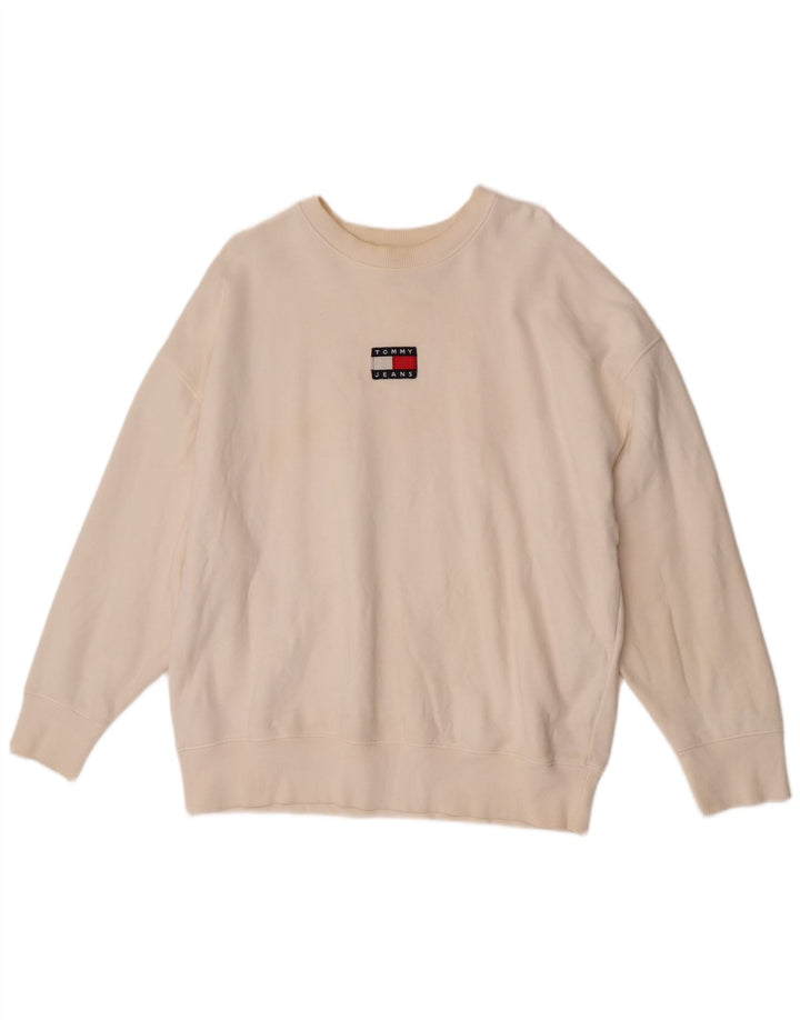 Мужской свитшот Tommy Hilfiger, большой белый хлопковый джемпер