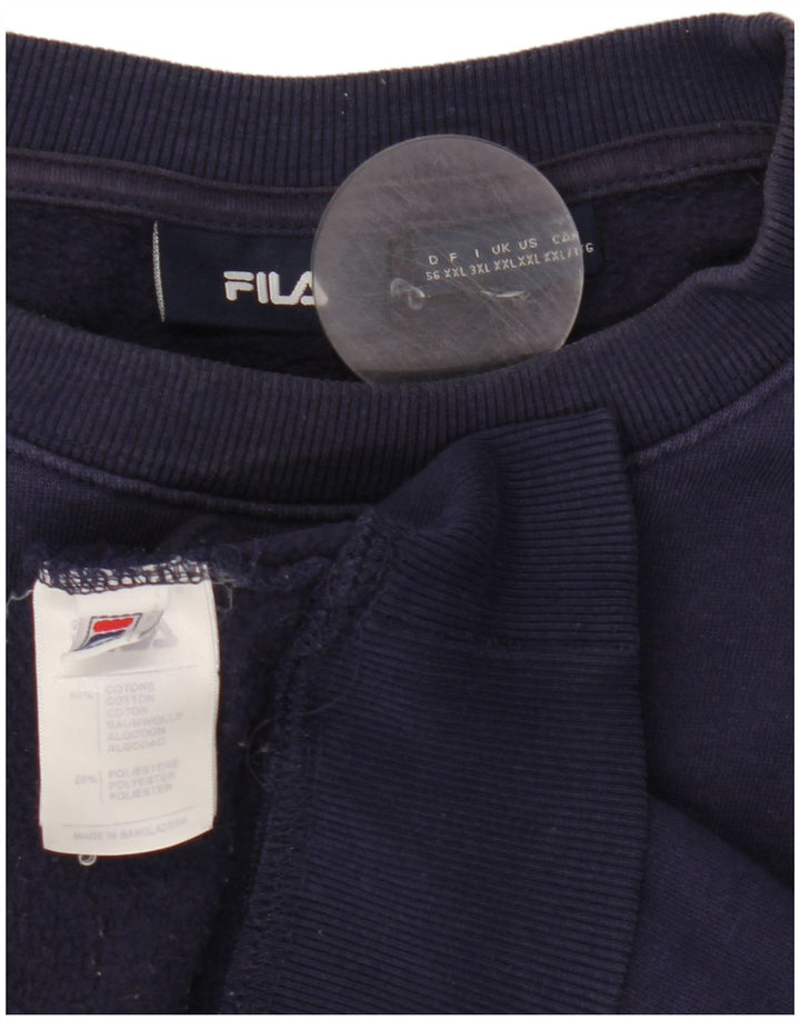 Мужской свитшот с рисунком Fila 2XL, темно-синий, хлопок