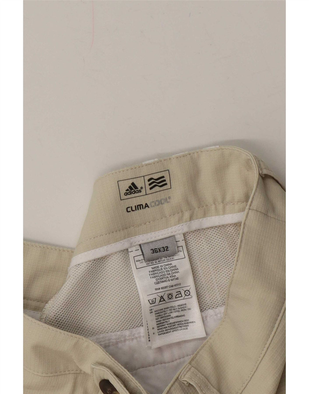 Мужские прямые брюки чинос Adidas Climacool W36 L32 бежевого цвета из полиэстера