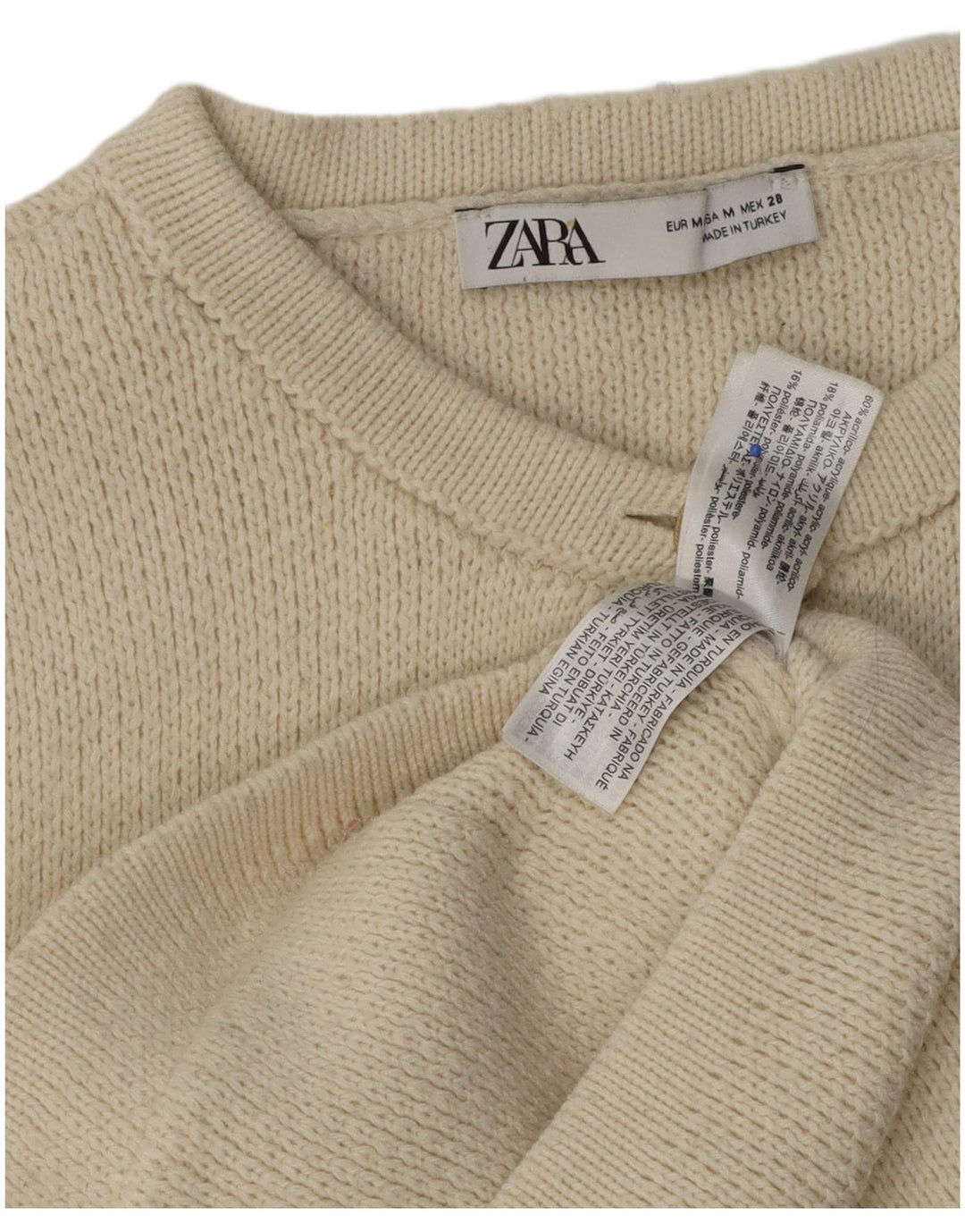 Женский укороченный кардиган Zara UK 14, средний, белый цвет