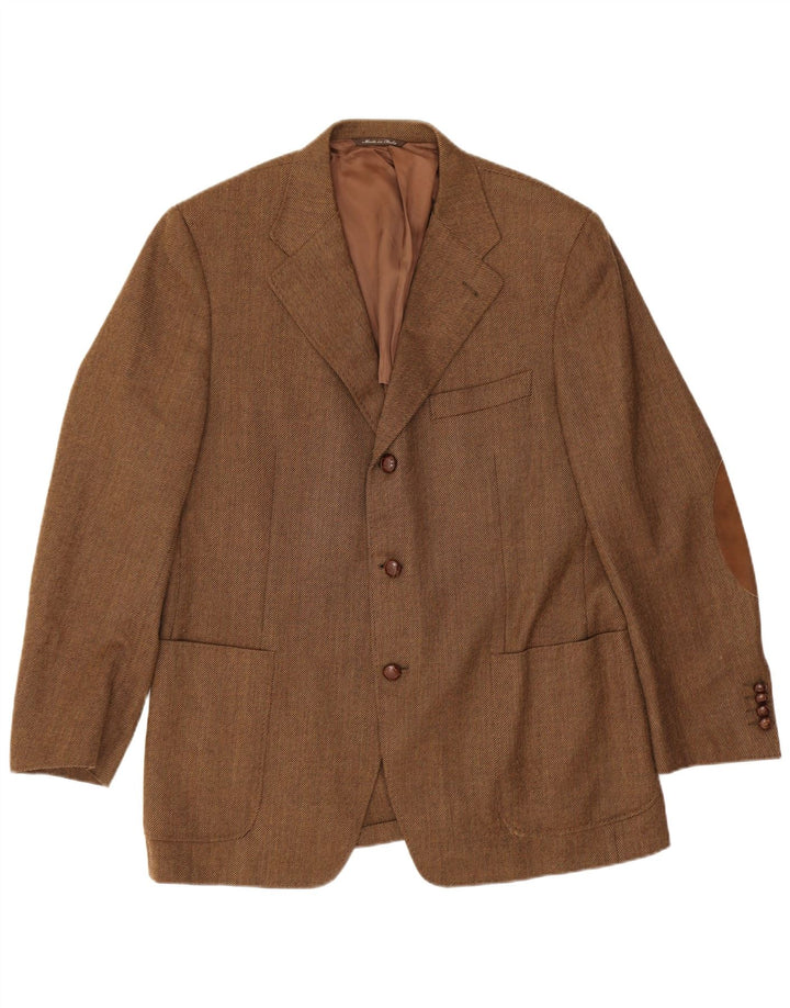 Мужской пиджак Canali на 3 пуговицах IT 54 2XL Коричневый из натуральной шерсти