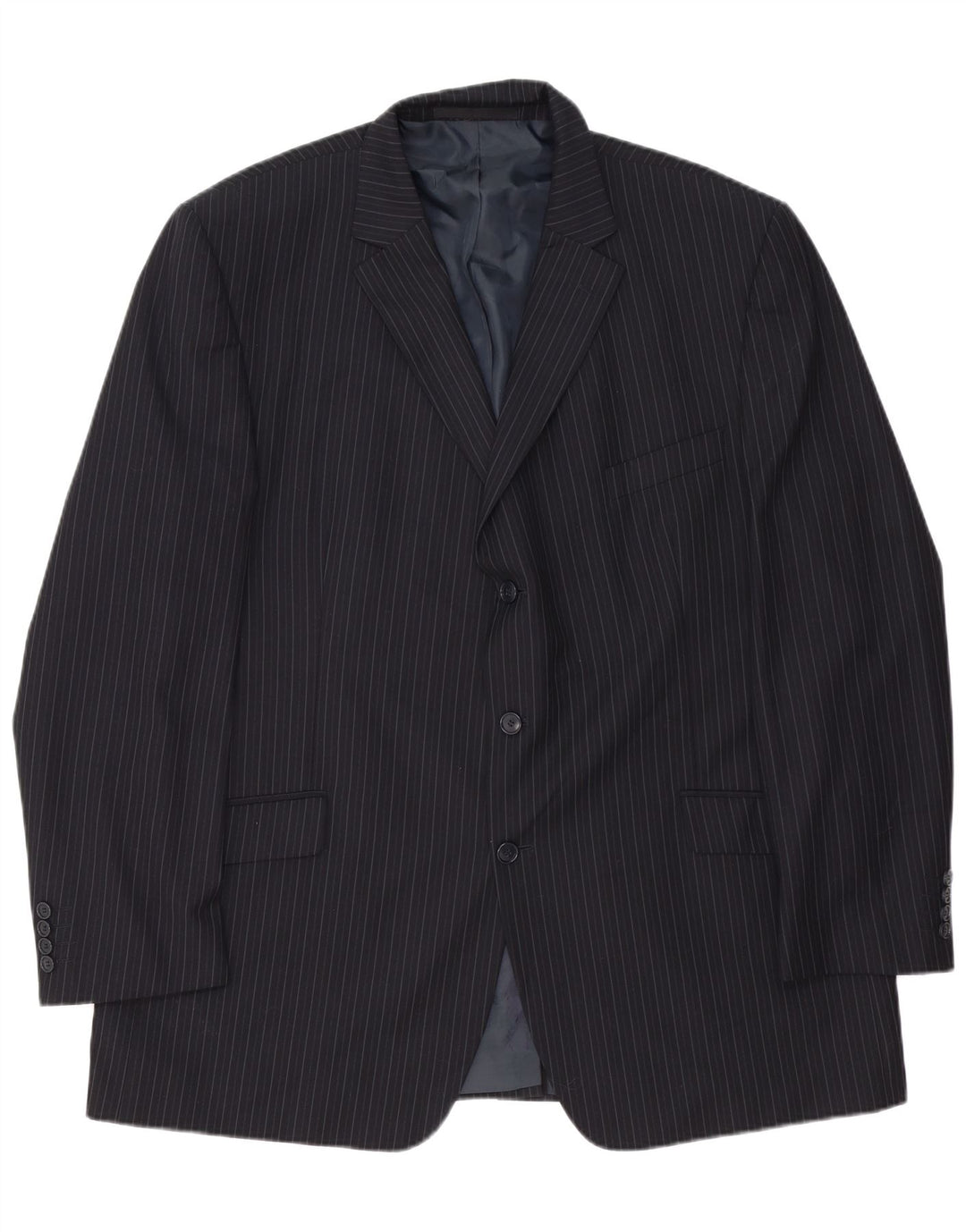 Мужской пиджак с 3 пуговицами Marks & Spencer UK 48 2XL темно-синий в тонкую полоску