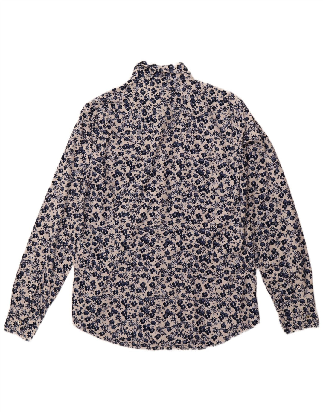 Мужская рубашка Massimo Dutti, большая, темно-синяя с цветочным принтом
