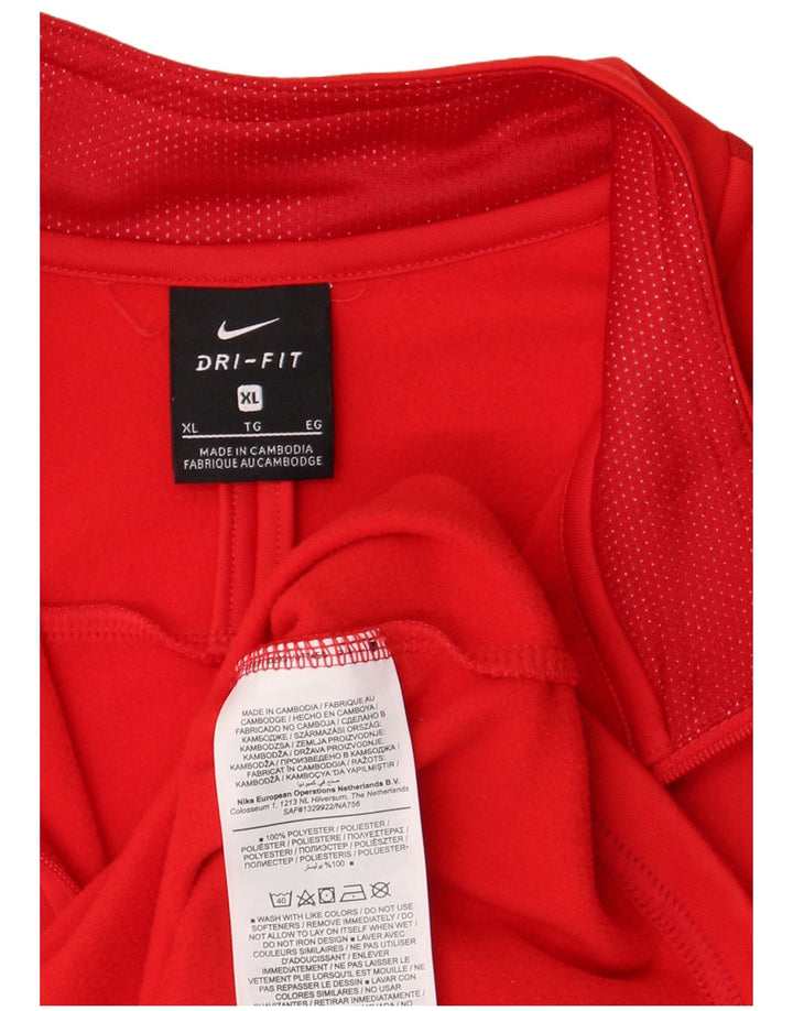 Мужской пуловер с воротником на молнии Nike Dri Fit, спортивный костюм, топ XL, красный полиэстер