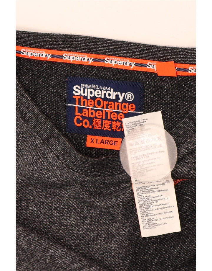 Мужской топ Superdry с длинным рукавом XL, серый хлопок с крапинками