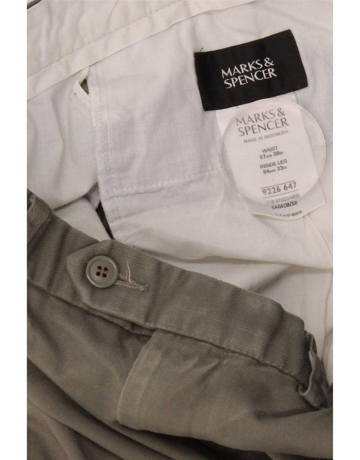 Мужские костюмные брюки Marks & Spencer W38 L33 хаки, полиэстер