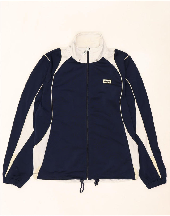 Мужской спортивный костюм ASICS, верхняя куртка, маленький темно-синий, полиэстер с цветными блоками