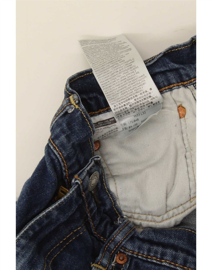 Женские потертые прямые джинсы Levi's W33 L32, синий хлопок