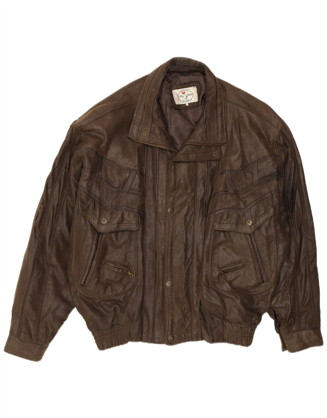 Винтажная мужская кожаная куртка UK 42 XL Коричневая кожаная